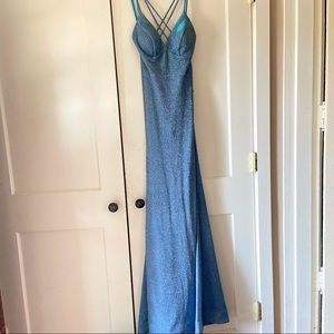 Blue glitter prom dress